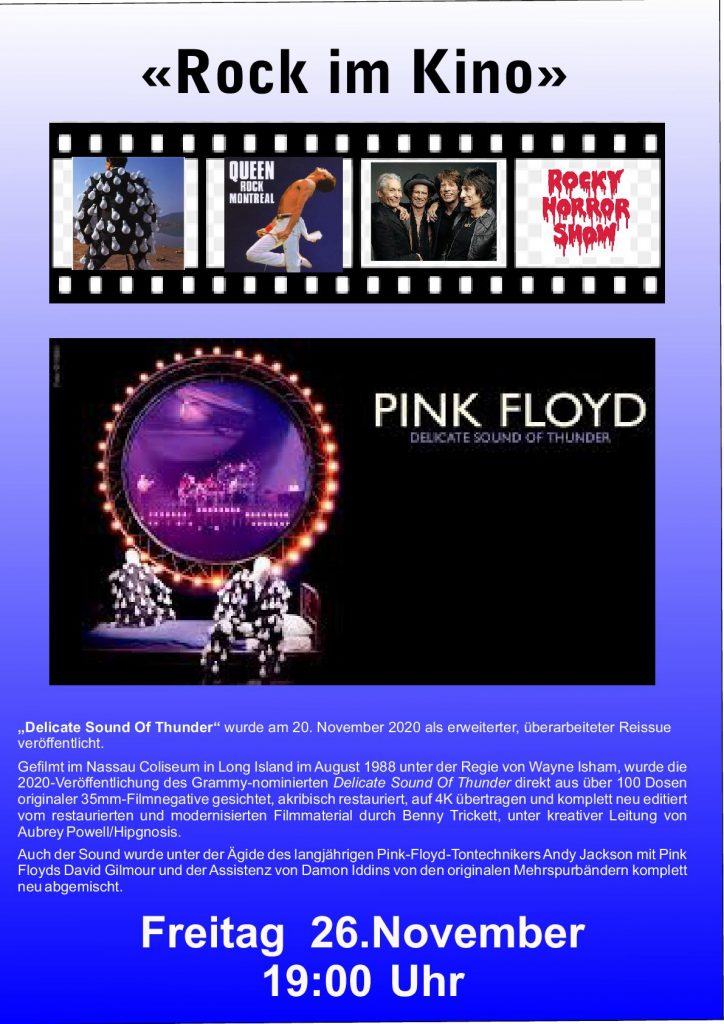 Rock im Kino: Pink Floyd „Delicate Sound of Thunder“